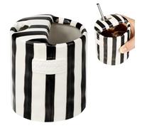 Taza de café de cerámica, taza de café expreso vintage pintada a mano de 10 oz con orificio for sorber, taza de viaje novedosa for té de café, lindo regalo for mamá, mujeres y amigas(Black stripes)