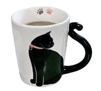 Taza de café de cerámica, taza de café - Taza para gatos de cerámica para los amantes del café, taza para bebidas frías de café tema gato para sopa, zumo de frutas, cerveza, whi,