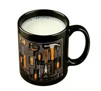 Taza de café de cerámica - Taza de herramientas mecánicas, diseño de mango impreso de estilo industrial creativo | Contenedor de bebidas duradero y regalable para el marido que bebe cerveza y sirve di