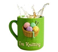 Taza de café de cerámica, taza temática de ganchillo, vaso de cerámica resistente al calor de once onzas con diseño de, recipiente resistente y cómodo con mango en C, ideal para los amantes del