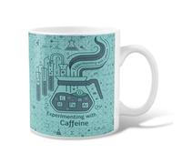 Taza de café de cerámica, tubos de ensayo científicos modernos, símbolos de química, ninguno verde azulado, taza de chocolate caliente con asa, ideal para amistad, familia, colegas, personal, novios