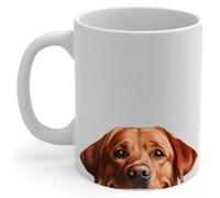 Taza De Café De Cerámica Zorro Curioso Labrador Retriever Rojo Asomándose Personalizada Taza Café Divertido Tazas De Desayuno Para Decorar Oficina Leche