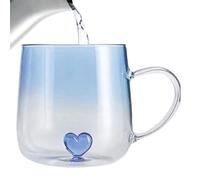 Taza de café de con corazón degradado - 400 ml. Taza decorativa transparente con diseño 3D. Cristalería Y Resistente Al Calor Para Café, Té, Latte Y Bebidas Calientes Y Fr