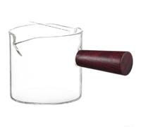 Taza de café de doble boquilla de 75 ml con mango de madera | Diseño de boquilla, vertido, borosilicato resistente al calor, agarre de madera, capacidad de 75 ml