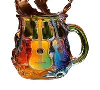 Taza De Café De Guitarra - Tazas De Cristal De Música | Tazas De Entretenimiento Impresas 3D | Novedad 3D Print Music Glass Tazas | Músicos Resistentes Al Calor Cortes Decoración Para Amigos