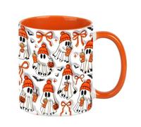 Taza De Café De Halloween - Diseño De Cerámica Resistente Al Calor | Patrón Fantasma Drinkware | Estilo De Vacaciones De Miedo | Tema De Bebidas De Viaje | Característica De Mango Ergonómico