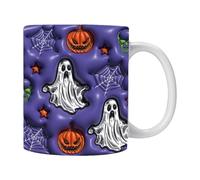 Taza de café de Halloween | Taza de agua para vacaciones Pumpkin Ghost Pattern, novedad de vacaciones tazas de agua de cerámica 12 oz para leche, cacao caliente, café, té