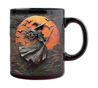 Taza de café de Halloween - Taza de bruja para la rutina diaria de la mañana, fin de semana de ocio con función resistente al calor, taza de cerámica para el hogar, oficina, dormitorio, negro, uso