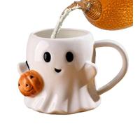 Taza de café de Halloween - Taza de café de cerámica, lindo patrón de fantasmas de cerámica | Vaso de cerámica con asa, divertida taza fantasma con asa para el hogar, oficina, adolescentes, adultos
