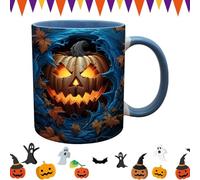 Taza de café de Halloween - Taza de cerámica de 400 ml, taza gestionada | Pumpkin Ghost Design Halloween Taza de té para oficina, escuela, casa, tazas de bebida caliente para café, cacao, regalo o Sos