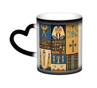 Taza de café de la serie Tribu del Antiguo Egipto, 11 oz, patrón impreso en 3D, taza que cambia de color con el calor, taza que cambia de color en el cielo, tazas de café de cerámica, tazas divertidas