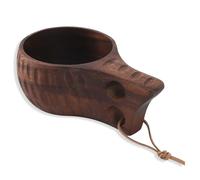 Taza de café de madera de 350 ml con asa y cordón, taza de café de madera portátil hecha a mano de estilo nórdico, taza multifuncional para té, leche y bebidas (Oscura)