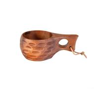 Taza de café de madera de acacia hecha a mano, ideal para camping, senderismo y decoración del hogar (F)