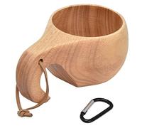 Taza de Café de Madera Portátil, Taza de Campamento de Madera Hecha a Mano con Asa, Hebilla Colgante, Taza para Beber Leche para el Hogar Y Al Aire Libre(A)