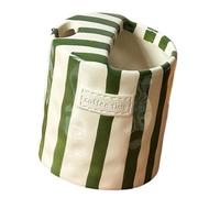 Taza de café de mano de cerámica a rayas con tapa superior para sorbo, Día de la Madre, Navidad, inauguración de la casa, taza de fiesta