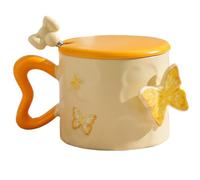 Taza de café de mariposa, taza de mariposa, Cerámica taza de café mariposa para mujeres, 12 oz con bebidas de tapa de mango para su novia esposa de su hija hijo San Valentín de