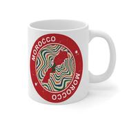 Taza de café de Marruecos de 325 ml, diseño de bandera del país, color patriótico, novedosa, tazas de café y té, relleno de calcetín para papá, mamá, amigo, cerámica, color blanco
