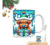 Taza de café de Navidad - 3D Ceramic Christmas Coffee Cups Holiday Coffee Mugs, Ceramic Cow Mug 3D Holiday Coffee Mugs, Vacas Cup, Christmas Accessories for Hot Coffee, Cold Tea, Cozy Hot Chocolate