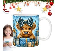 Taza de café de Navidad - 3D Ceramic Christmas Coffee Cups Holiday Coffee Mugs, Ceramic Cow Mug 3D Holiday Coffee Mugs, Vacas Cup, Christmas Accessories for Hot Coffee, Cold Tea, Cozy Hot Chocolate