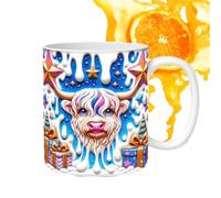 Taza de café de Navidad - 3D Ceramic Christmas Coffee Cups Holiday Coffee Mugs, Ceramic Cow Mug 3D Holiday Coffee Mugs, Vacas Cup, Christmas Accessories for Hot Coffee, Cold Tea, Cozy Hot Chocolate