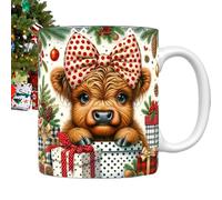 Taza de café de Navidad - 3D Ceramic Christmas Coffee Cups Holiday Coffee Mugs, Ceramic Cow Mug 3D Holiday Coffee Mugs, Vacas Cup, Christmas Accessories for Hot Coffee, Cold Tea, Cozy Hot Chocolate