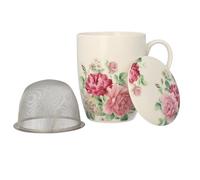 Taza de café de porcelana con colador de té de metal (350 ml) - Elegante taza de té, ideal para café o té, diseño moderno, idea de regalo, taza de alta calidad