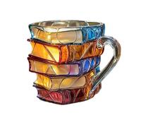 Taza de café de resina, accesorio de escritorio literario pintado a mano, vajilla decorativa para lectores, bibliotecarios, escritores, bebidas calientes y frías, uso en oficinas en casa, 5.1 x