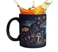 Taza de café de setas, setas,12 OZ color cambiante patrón de hongos divertido | para los amantes de las setas, taza de té para el lugar de trabajo y hogar