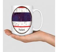 Taza de café de Tailandia, bandera de países del mundo, festival internacional, taza de té de cerámica divertida para cocina, taza blanca brillante, regalo para el día de la madre, regalo para