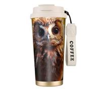 Taza de café de viaje aislada con diseño de búho con tapa, a prueba de fugas, para bebidas frías y calientes