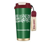 Taza de café de viaje aislada con tapa con diseño de bandera de Arabia Saudita, a prueba de fugas, para bebidas frías y calientes