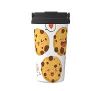 Taza de café de viaje casual con estampado de galletas de chip para café frío y caliente, vaso de acero inoxidable para casa, oficina, viajes