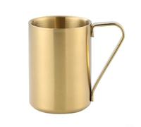 Taza de café de viaje con asa, taza aislada de doble pared de acero inoxidable que mantiene la temperatura para bebidas calientes y frías, diseño ligero y portátil (dorado, 280 ml)