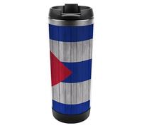 Taza de café de viaje con diseño de bandera de Cuba con tapa, taza de café aislada de acero inoxidable, regalos para mujeres y hombres, 12 onzas