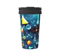 Taza de café de viaje informal con estampado de ciencia abstracta para café frío y caliente, vaso de acero inoxidable para casa, oficina, viajes