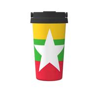 Taza de café de viaje informal con impresión de bandera de Myanmar para café caliente y frío, vaso de acero inoxidable para casa, oficina, viajes
