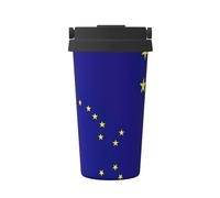 Taza de café de viaje informal con impresión de bandera del estado de Alaska para café caliente y frío, vaso de acero inoxidable para casa, oficina, viajes