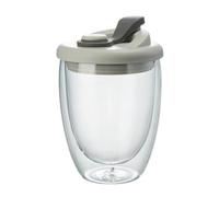 Taza De Café De Vidrio - 14,7 Cm, 350 Ml, Tazas Aisladas Vere Con Tapa Para Cafés, Té, , Leche, Latte, Postre | Taza De Vidrio - Para Viajes, Oficina, Casa, Cocina Y