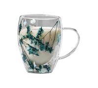 Taza de café de vidrio aislante, 350 ml, asa transparente de doble capa, duradera, a prueba de calor, para capuchino, leche, cacao, elegante taza de bebidas para café, restaurante, uso doméstico