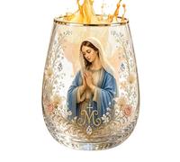 Taza de Café de Vidrio Cristiano - 400ml Vidrio Diseño de Jesús Ergonómico Antideslizante, Taza Cristiana, Cristalería Coleccionable de Flores | Té, café, whisky, cerveza, hogar, Bar, mesa de