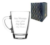 Taza de café de vidrio grabada personalizada de 300 ml, personalice con cualquier mensaje para cualquier ocasión, estilice a partir de una selección de fuentes, caja de regalo incluida