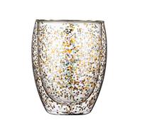 Taza de café de vidrio para taza creativa colorida con estrella de doble pared, vasos aislados para el hogar, cocina, té, café, tazas de vidrio inspiradoras
