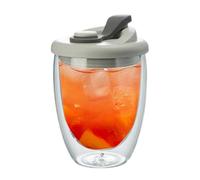 Taza de café de vidrio, taza de cerveza aislada de 350 ml, taz de café de viaje con tapa para un uso fácil, taz de bebidas de vidrio, accesorios para bebidas con diseño duradero, suministros para té