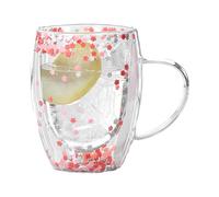Taza de café de vidrio - taza de doble pared | Drinkware aislado Clear | 350 ml de vidrio resistente al calor | estética | Copa transparente elegante para niñas en casa de la cocina