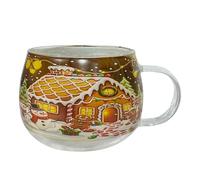 Taza De Café De Vidrio Teñido De Navidad, Taza De Café Pintada Transparente De Navidad De 300 Ml, Taza De Vidrio Con Mango Para Bebida Caliente Latte Bebidas Frías, Y Resistente Al Calor,10x8 Cm