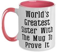 Taza de café divertida con la hermana más grande del mundo con la taza, 325 ml, taza de cerámica novedosa, C12