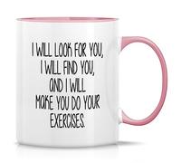 Taza de café divertida con texto en inglés "I Will Make You Do Exercises Physical Therapy Therapist Physiotherapist" de 325 ml, taza de cerámica novedosa, B16