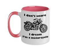 Taza de café divertida de dos tonos con texto en inglés "I Don't Snore I Dream I'm a Motorcycle", taza para entusiastas de la motocicleta para papá motociclista, club de equitación, hermano, abuelo