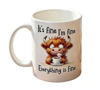 Taza De Café Divertida, Mango Cómodo, 8x9,5 Cm, Todo Está Bien, Divertida Taza De Cerámica De Doble Cara, De Café Con Fuego De Contenedor, Uso Diario Versátil, Para Amigos, Familiares Y Compañero