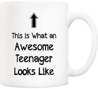 Taza de café divertida para adolescentes: Así es como se ve un adolescente para tu hija, taza de café novedosa, taza de té de cerámica con impresión de doble cara para mamá, papá, amiga, esposa, espos